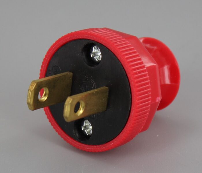 RED GRAND BRASS DESIGN ANTIQUE REPRODUCTION POLARIZED LAMP PLUG WITH SCREW TERMINAL CONNECTION