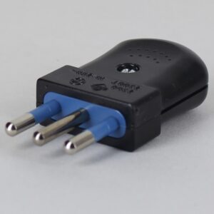 BLACK ITALY GROUNDED PLUG WITH SCREW TERMINAL WIRE CONNECTIONS