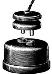 Early GEC 2 pin plug and socket as depicted in the 1893 GEC Catalogue